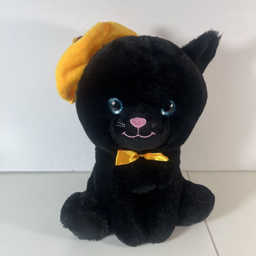 Calplush Black Yellow Witch Hat Twilight The Cat Plush Stuffed Animal 11"